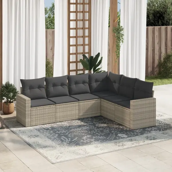 Gossi set canapele de gradina cu perne, 6 piese gri deschis poliratan