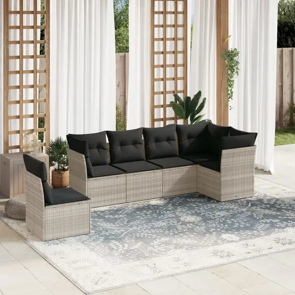 Gossi set canapele de gradina cu perne, 6 piese gri deschis poliratan