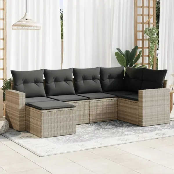 Gossi set canapele de gradina cu perne, 6 piese gri deschis poliratan