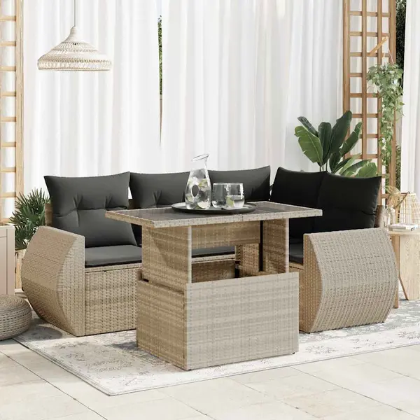 Gossi set canapele de gradina cu perne, 6 piese gri deschis poliratan
