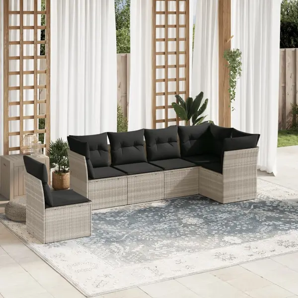 Gossi set canapele de gradina cu perne, 6 piese gri deschis poliratan