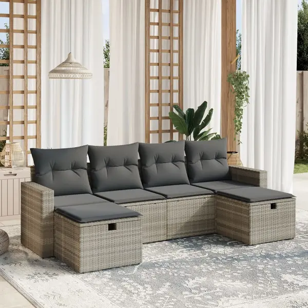 Gossi set canapele de gradina cu perne, 6 piese gri deschis poliratan