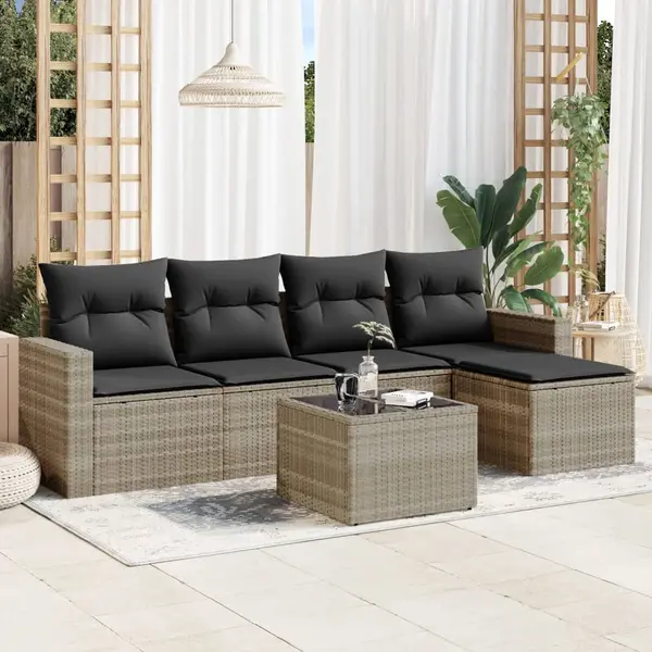 Gossi set canapele de gradina cu perne, 6 piese gri deschis poliratan