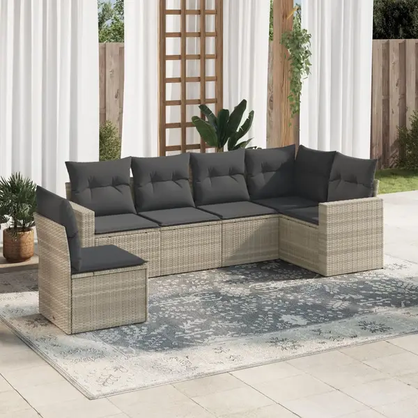 Gossi set canapele de gradina cu perne, 6 piese gri deschis poliratan