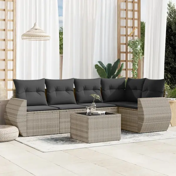 Gossi set canapele de gradina cu perne, 6 piese gri deschis poliratan