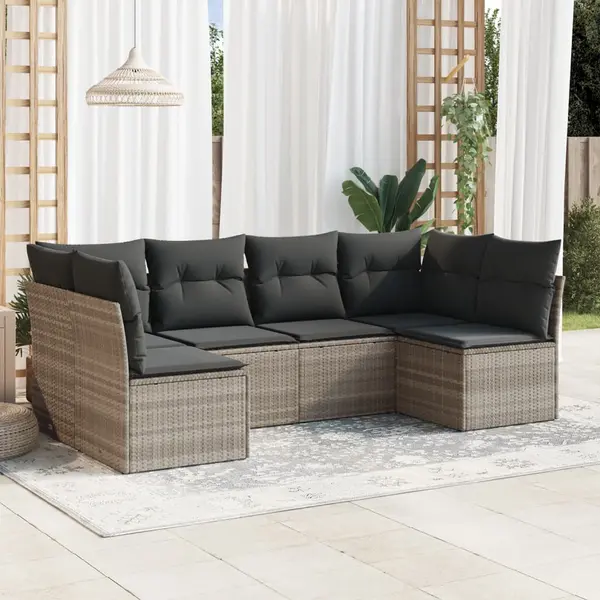 Gossi set canapele de gradina cu perne, 6 piese gri deschis poliratan