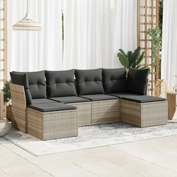 Gossi set canapele de gradina cu perne, 6 piese gri deschis poliratan