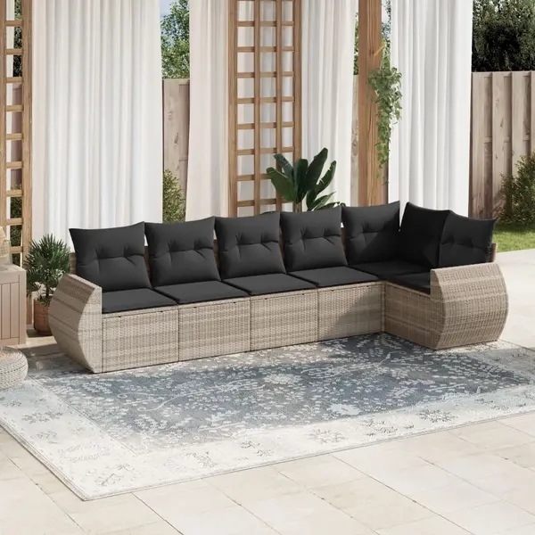 Gossi set canapele de gradina cu perne, 6 piese gri deschis poliratan