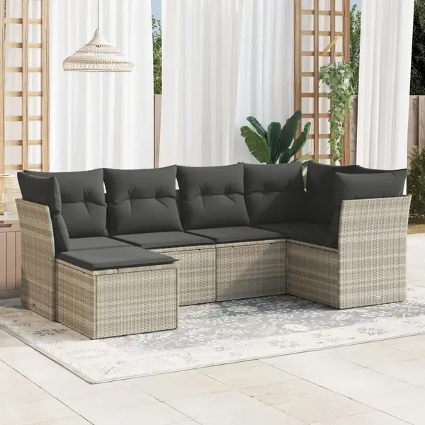 Gossi set canapele de gradina cu perne, 6 piese gri deschis poliratan