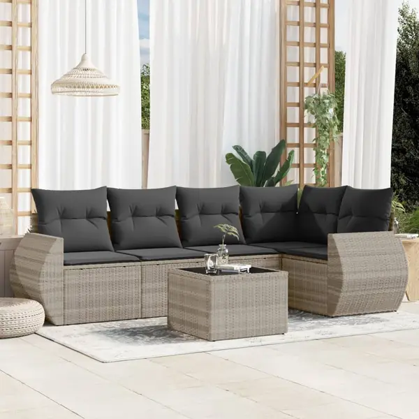 Gossi set canapele de gradina cu perne, 6 piese gri deschis poliratan