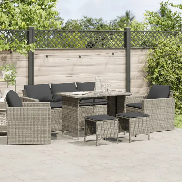 Gossi set canapele de gradina cu perne, 6 piese gri deschis poliratan