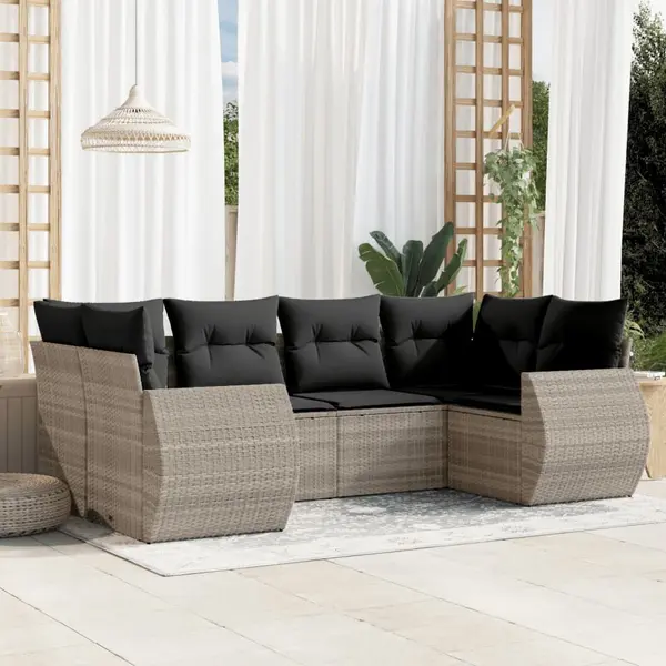 Gossi set canapele de gradina cu perne, 6 piese gri deschis poliratan