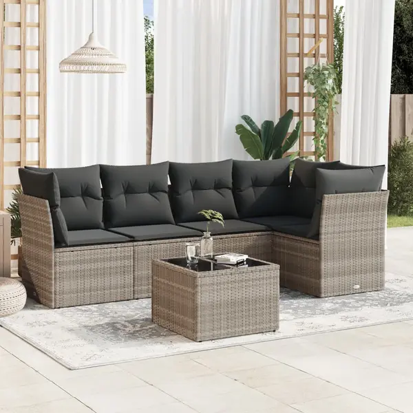 Gossi set canapele de gradina cu perne, 6 piese gri deschis poliratan