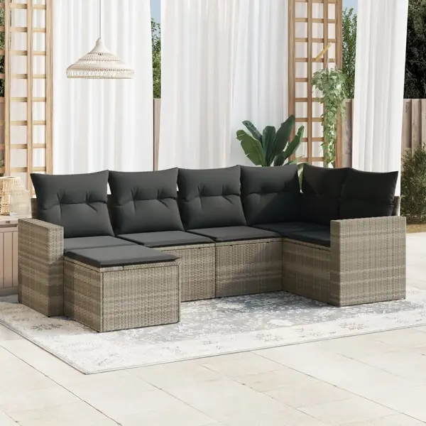 Gossi set canapele de gradina cu perne, 6 piese gri deschis poliratan