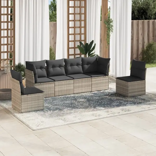Gossi set canapele de gradina cu perne, 6 piese gri deschis poliratan