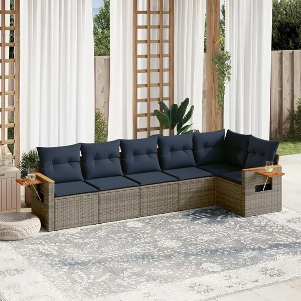 Gossi set canapele de gradina cu perne, 6 piese, gri, poliratan