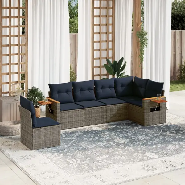 Gossi set canapele de gradina cu perne, 6 piese, gri, poliratan