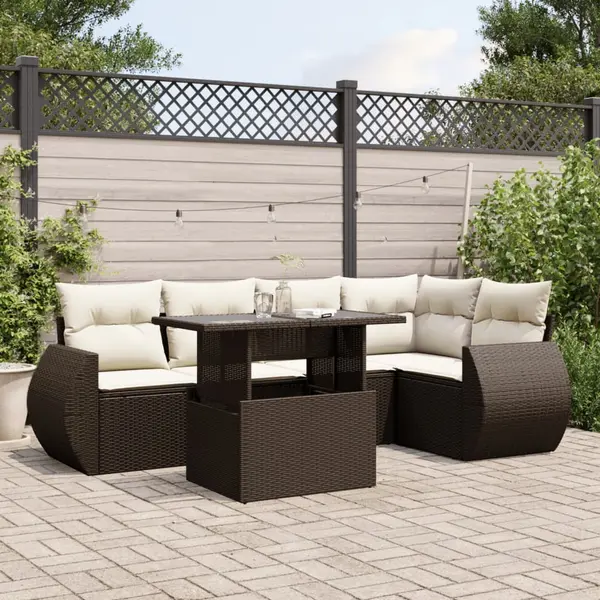 Gossi set canapele de gradina cu perne, 6 piese, maro, poliratan