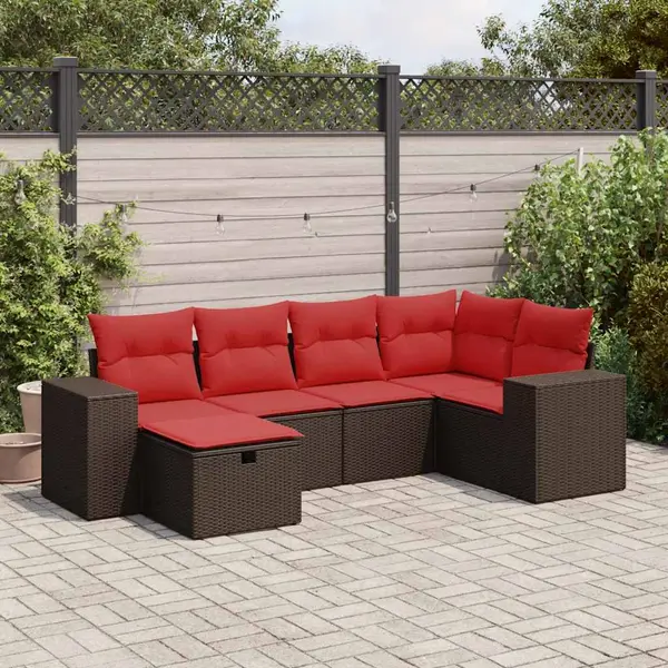 Gossi set canapele de gradina cu perne, 6 piese, maro, poliratan