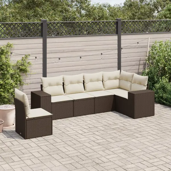 Gossi set canapele de gradina cu perne, 6 piese, maro, poliratan
