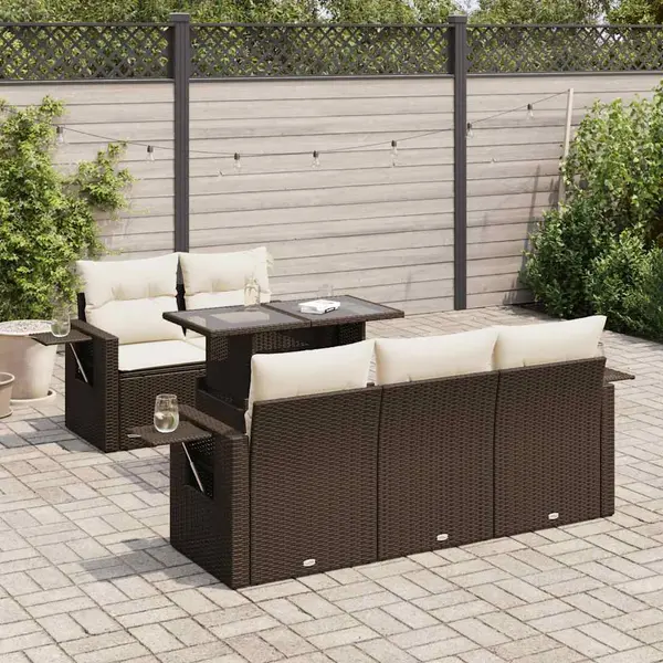Gossi set canapele de gradina cu perne, 6 piese, maro, poliratan