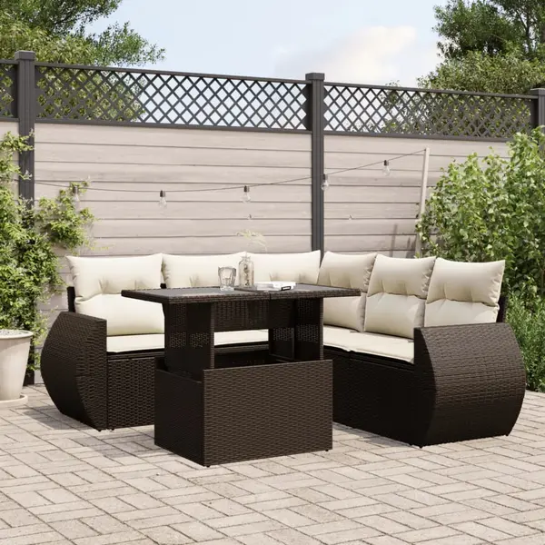 Gossi set canapele de gradina cu perne, 6 piese, maro, poliratan
