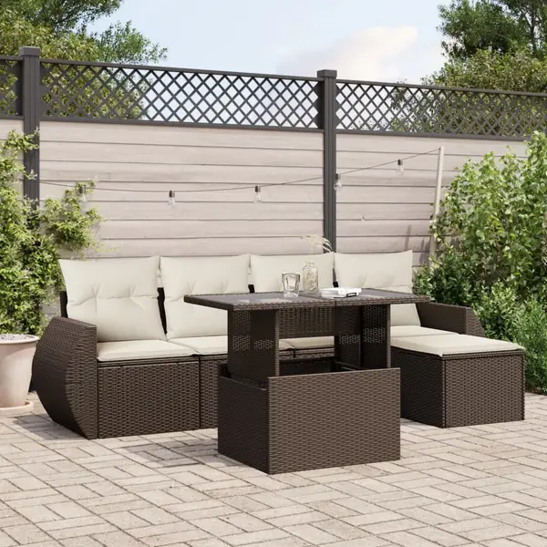 Gossi set canapele de gradina cu perne, 6 piese, maro, poliratan