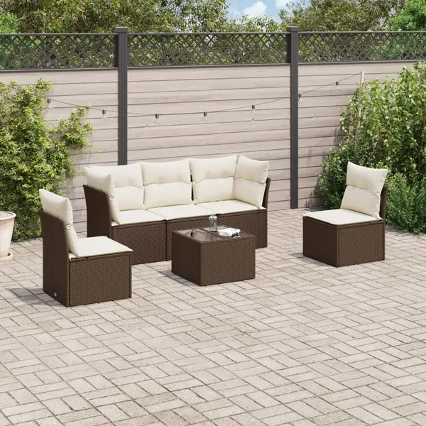 Gossi set canapele de gradina cu perne, 6 piese, maro, poliratan