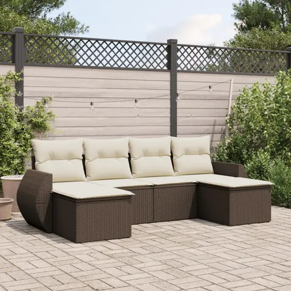 Gossi set canapele de gradina cu perne, 6 piese, maro, poliratan