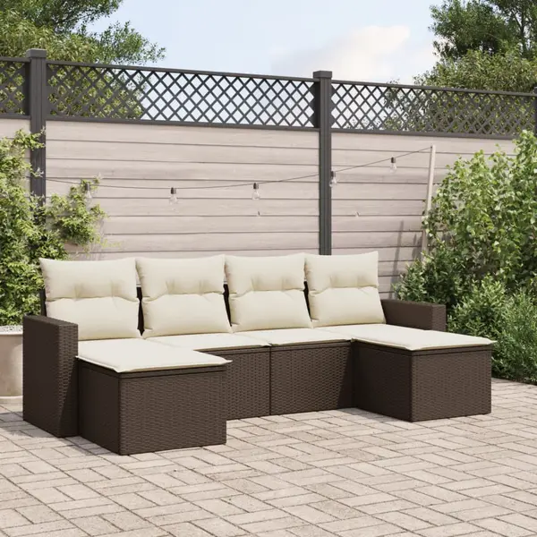 Gossi set canapele de gradina cu perne, 6 piese, maro, poliratan