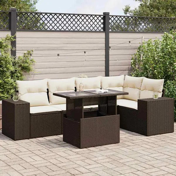 Gossi set canapele de gradina cu perne, 6 piese, maro, poliratan