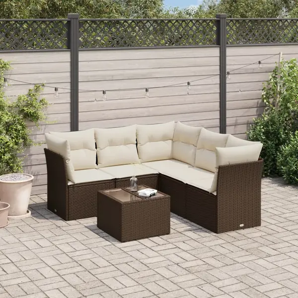 Gossi set canapele de gradina cu perne, 6 piese, maro, poliratan