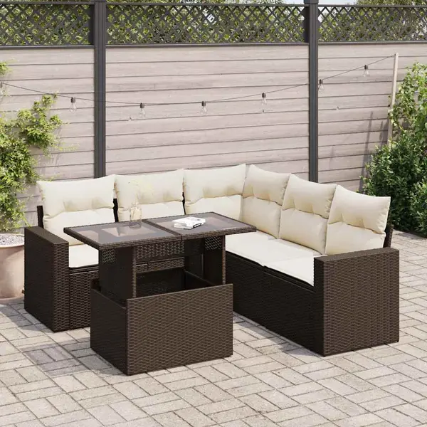 Gossi set canapele de gradina cu perne, 6 piese, maro, poliratan