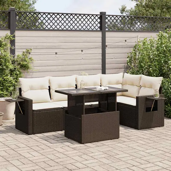 Gossi set canapele de gradina cu perne, 6 piese, maro, poliratan