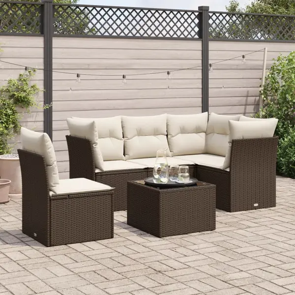 Gossi set canapele de gradina cu perne, 6 piese, maro, poliratan