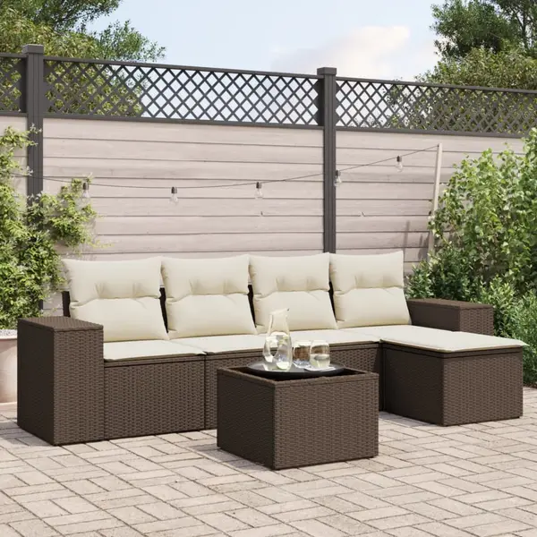 Gossi set canapele de gradina cu perne, 6 piese, maro, poliratan