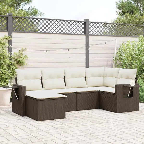 Gossi set canapele de gradina cu perne, 6 piese, maro, poliratan