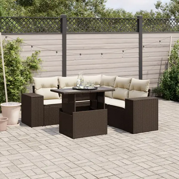 Gossi set canapele de gradina cu perne, 6 piese, maro, poliratan
