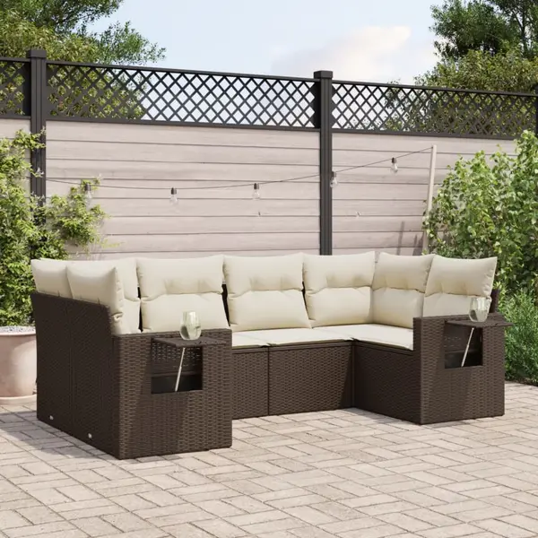 Gossi set canapele de gradina cu perne, 6 piese, maro, poliratan
