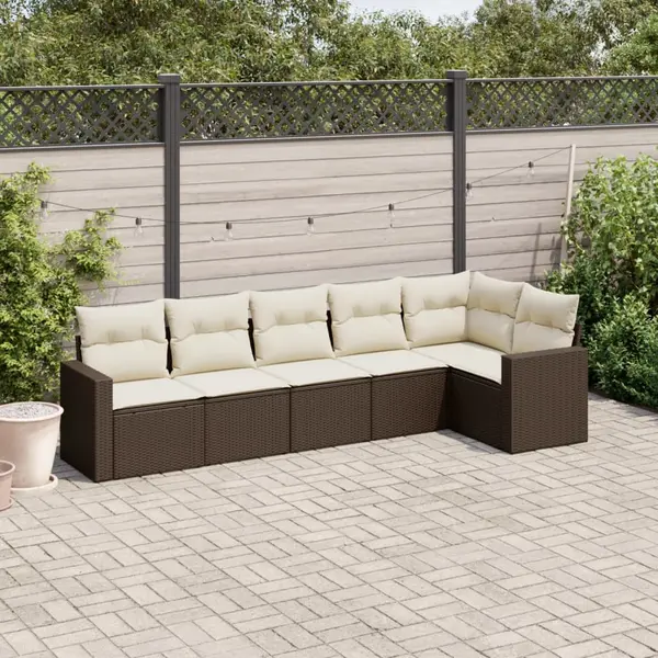 Gossi set canapele de gradina cu perne, 6 piese, maro, poliratan