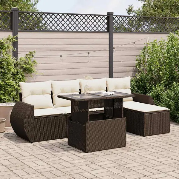 Gossi set canapele de gradina cu perne, 6 piese, maro, poliratan