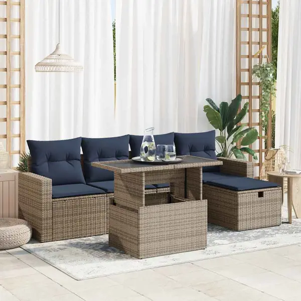 Gossi set canapele de gradina cu perne, 6 piese, maro, poliratan