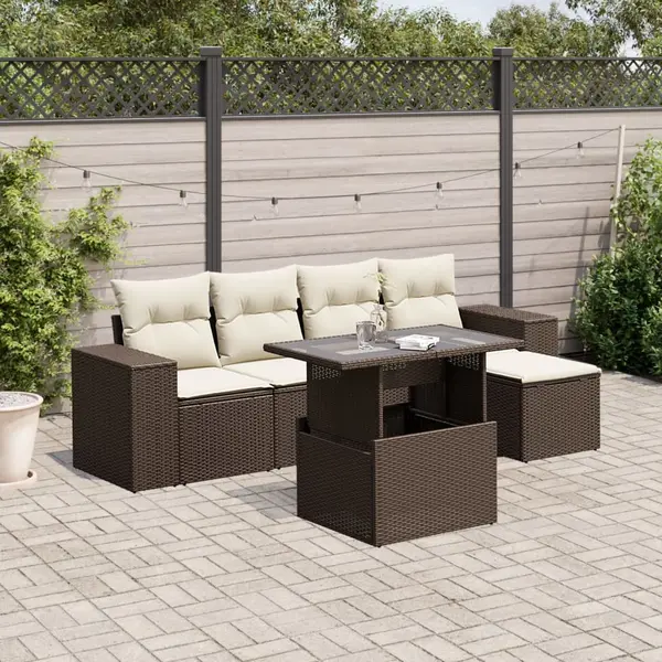 Gossi set canapele de gradina cu perne, 6 piese, maro, poliratan