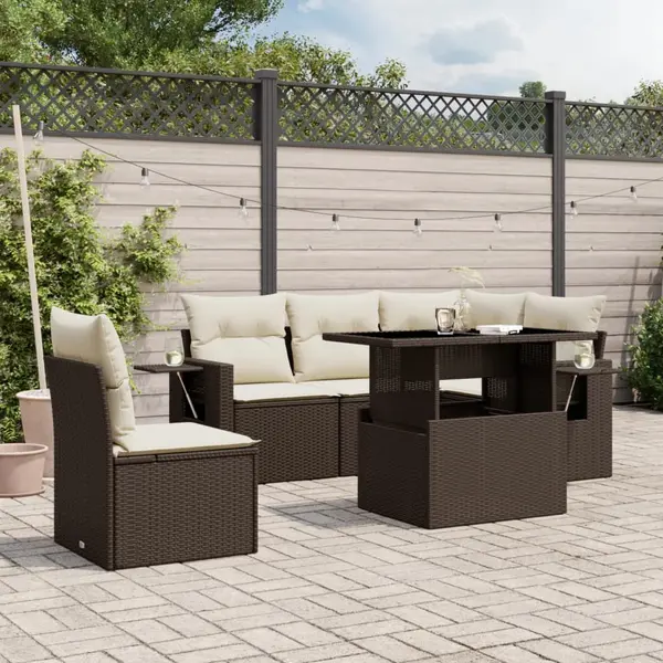 Gossi set canapele de gradina cu perne, 6 piese, maro, poliratan
