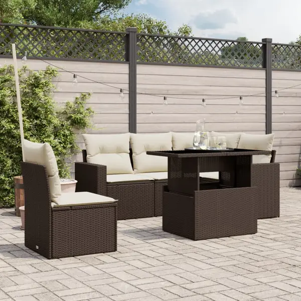 Gossi set canapele de gradina cu perne, 6 piese, maro, poliratan