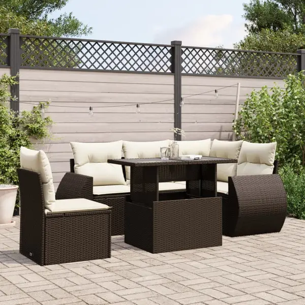 Gossi set canapele de gradina cu perne, 6 piese, maro, poliratan