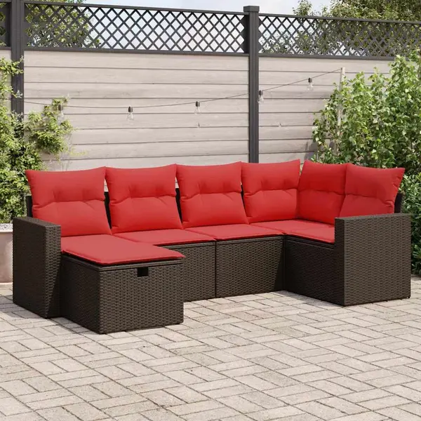 Gossi set canapele de gradina cu perne, 6 piese, maro, poliratan