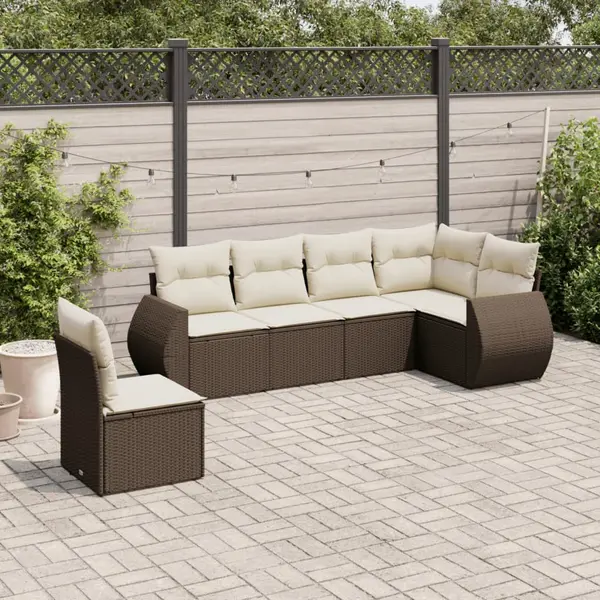 Gossi set canapele de gradina cu perne, 6 piese, maro, poliratan