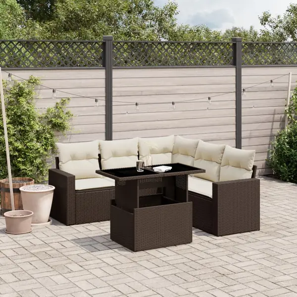 Gossi set canapele de gradina cu perne, 6 piese, maro, poliratan