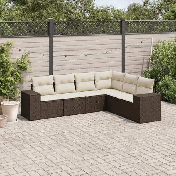 Gossi set canapele de gradina cu perne, 6 piese, maro, poliratan
